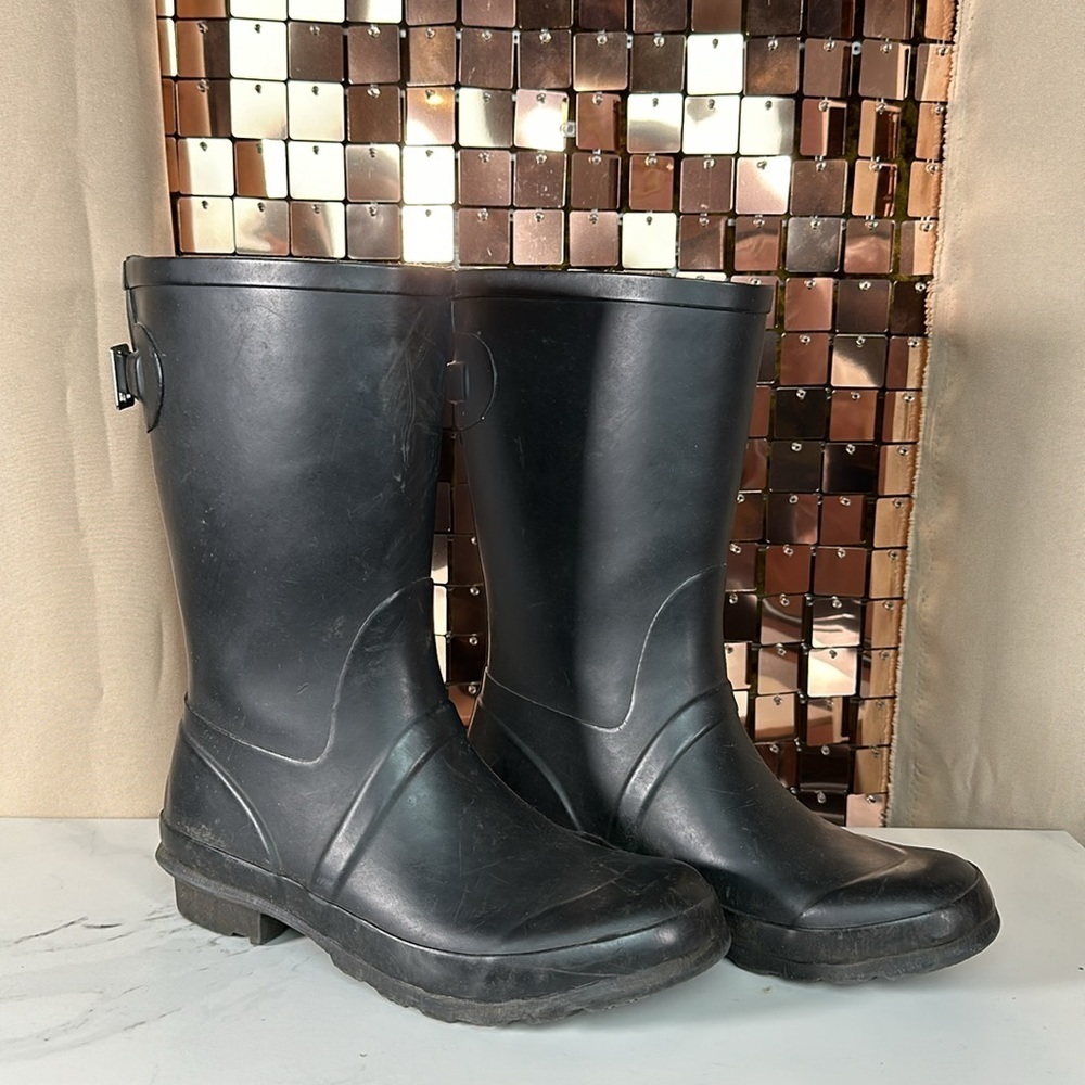 LONDON Fog Black Hadley Rubber Boots Size 8M